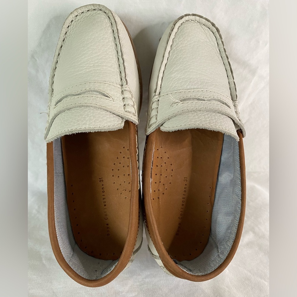 Zara kids leather loafers white
